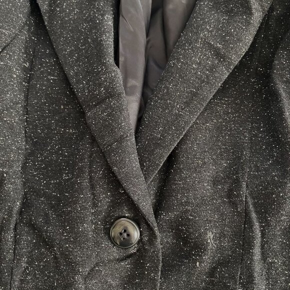 Of Two Minds Anthropologie Speckled Dark Grey Drape Oversized Jacket M‎ - Picture 7 of 12